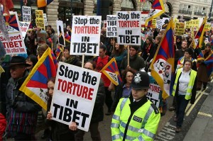 Tibetans and supporters march in London on March 8